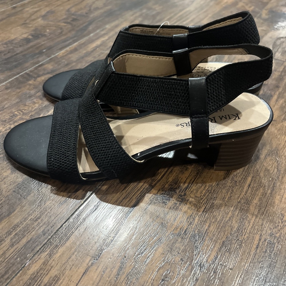 Kim Rogers Black Sandals Ultra Comfort Chunky Heel Farrah Dress Shoe Womens Sz 7 - Picture 2 of 9